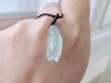 【親翠】天然翡翠 冰晴Juice種水耍廢趴趴兔項鍊 生肖兔