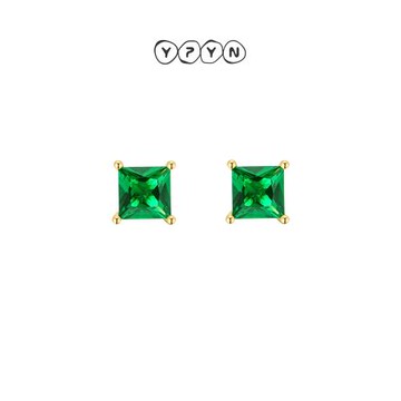 一撇一捺浮華夢系列綠色耳釘水晶鉆女士10K金高級感復古輕奢網紅