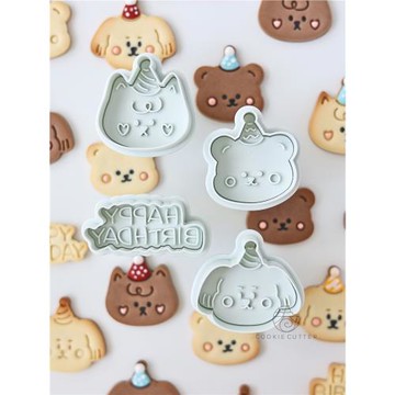 韓式卡通動物生日派對餅干模六一兒童節親子小狗小熊小貓烘焙模具