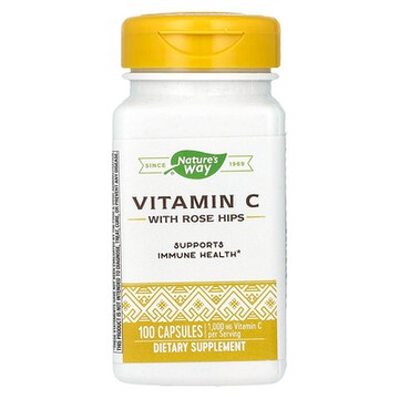 Nature's Way, 含玫瑰果的維生素 C，100 粒膠囊