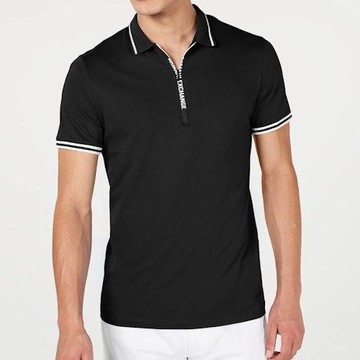 A/X 2021男時尚時尚拉鍊門襟黑色短袖POLO