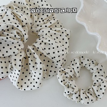 两件9.9折🔥臺灣出貨🔥可開發票✅韓版奶油白波點大腸髮圈質感優雅氣質褶皺布藝小衆感發繩髮飾新款