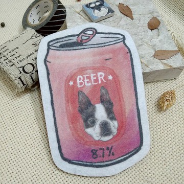 波士頓梗-啤酒-不織布杯墊-吸水杯墊