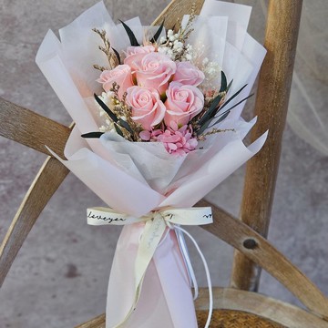 6朵粉玫瑰花束 / 香皂花花束 /粉愛你 現貨 快速出貨