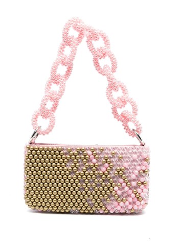 Germanier - bead-embellished shoulder bag - women - Plastic/Calf Leather - One Size - Pink