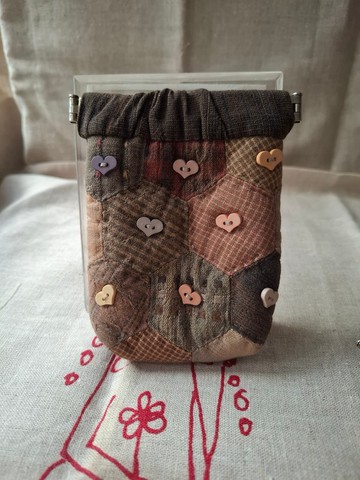 染布雙面手缝小包