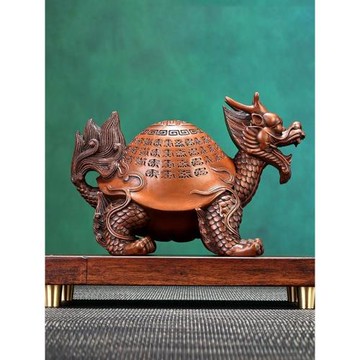 紫銅百福龍龜擺件龍頭龜送長輩賀壽禮品家居辦公室客廳玄關裝飾品