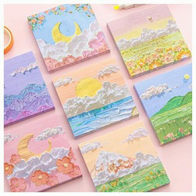 付箋 かわいいメモ帳 ポストイットふせん癒し風景立体油絵 ノート メモ帳 手帳 メモ用紙 ふせんかわいい退職 プチギフト メッセージカー 通販 Lineポイント最大4 0 Get Lineショッピング
