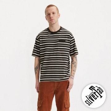 Levis Silver Tab銀標系列 男款 寬鬆版迷你口袋短袖T恤 / 隕石條紋