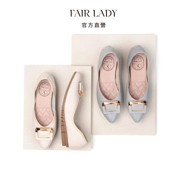 FAIR LADY 平底鞋【我的旅行日記 摩登飾釦尖頭平底娃娃鞋】尖頭鞋 娃娃鞋 上班鞋 通勤鞋 (502918)