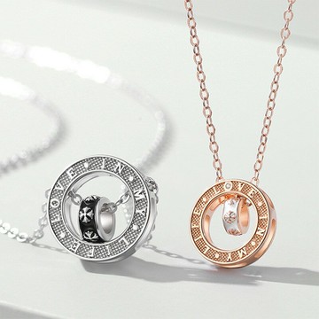 【巴黎精品】現貨+預購 頂級925純銀項鍊鎖骨鏈情人節禮物情侶對鍊配件-雙環十字轉運珠情侶項鍊2款a1kp8