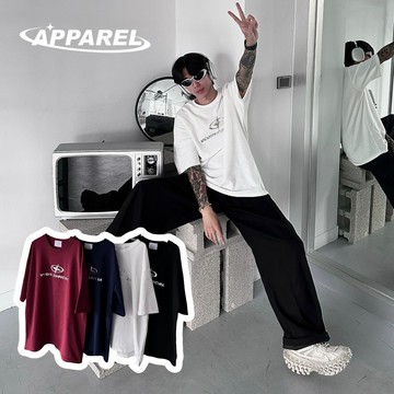 【APPAREL】🇰🇷韓國十字金屬英文立體凸字工藝短T 寬鬆短T 寬鬆短袖 寬鬆上衣 重磅上衣