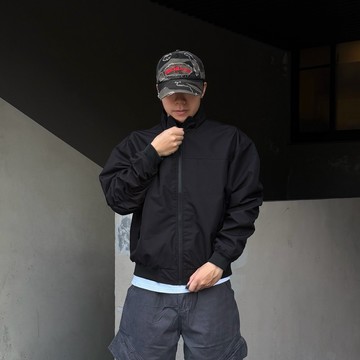 【ZY.STUDIO】短版 飛行 夾克 外套 MA-1 寬短 雙拉鏈 抓皺 防風 風衣 教練 飛行外套