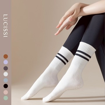 LUCISSI｜抗菌透氣棉襪 多色可選 瑜伽 刺繡棉布 運動 有機棉材料 慢跑 防臭舒適 彈力透氣 薄棉設計 現貨