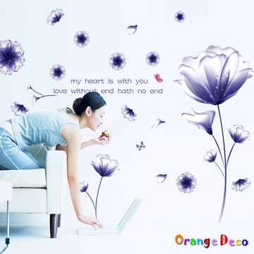 【橘果設計】紫色花朵 壁貼 牆貼 壁紙 DIY組合裝飾佈置