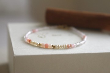 手鍊 粉紅澳寶 珍珠 天然石 - 邊界 -