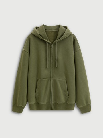 男裝 Logo印花連帽外套-軍綠色