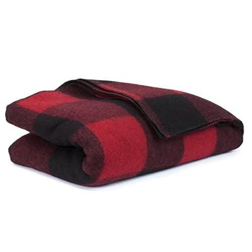 Black Red Plaid) Gilbin Super Soft and Warm Wool Blanket Twin Size