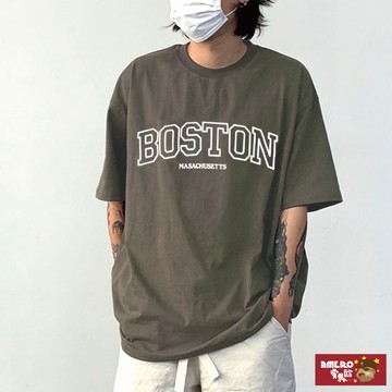 【AMERO】男裝 女裝 圓領 短袖 T恤 英文字印花 寬鬆 落肩 情侶裝