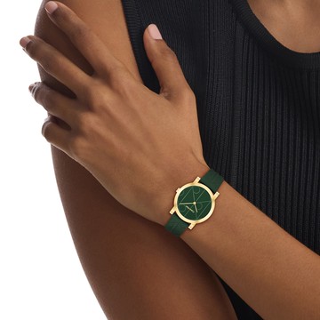 Calvin Klein CK Monogram 系列綠色皮革錶(CK25100129)