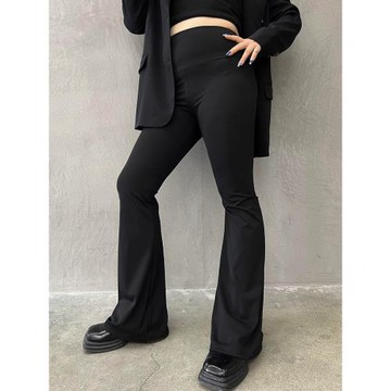 微喇叭加長鯊魚褲大碼女裝200斤胖mm彈力修身顯瘦芭芘褲拖地褲子