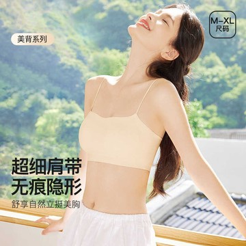🚀虧本到貨🚀日本🇯🇵 固定杯超細肩帶內衣女夏薄款粉底液隱形無痕美背文胸可外穿小背心