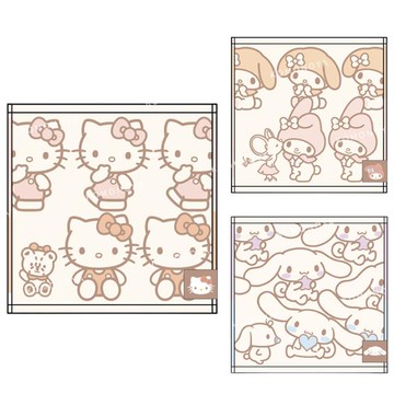 小禮堂 Sanrio 三麗鷗 25x25cm 天然色小方巾 (滿版款) Kitty 美樂蒂 大耳狗