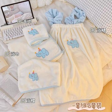 🎀臺灣出貨🎀可愛浴巾女浴裙2025新比純棉吸水速乾毛巾裹全身洗澡幹發帽兩件套 浴巾 吸水 快乾 大浴巾 吸水浴巾 可