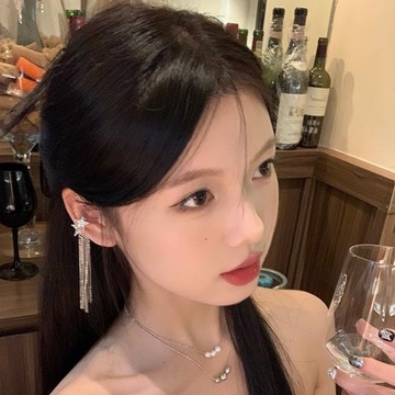 SS2023_氣質星星長款流蘇耳環小衆設計輕奢耳釘高級感耳飾女無耳洞耳骨夾