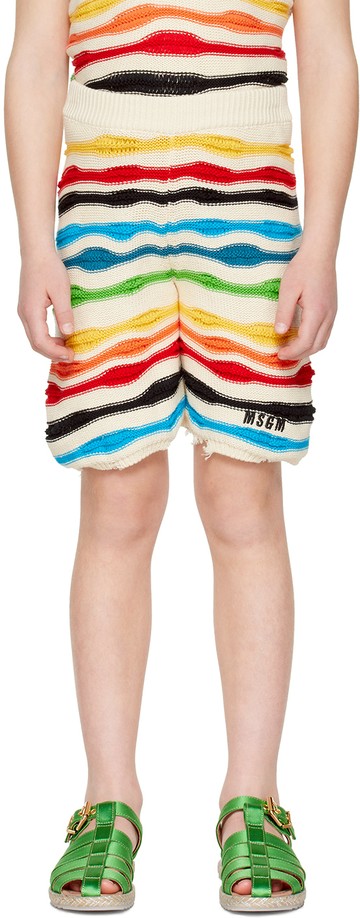 MSGM Kids 多色条纹儿童短裤