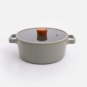 FIKA2.0鑄造不沾雙耳低湯鍋22CM-暗夜灰