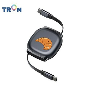 TRON 100W Type-C 伸縮快充線 1M 鈦黑色 麵包君-3 4檔長度調整 可充筆電 適用i15以上手機 平板