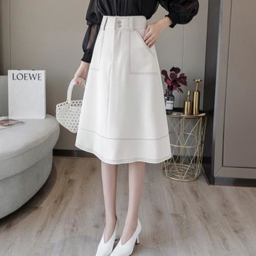 大擺傘裙女2026春秋新款高腰A字半身裙百搭赫本裙子中長款蓬蓬裙