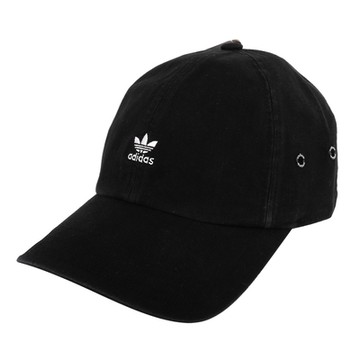 adidas 經典白繡線三葉草LOGO女款棒球帽(黑)