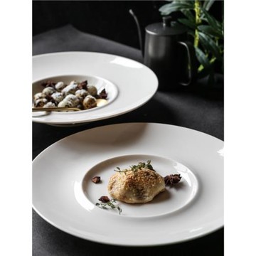 創意陶瓷12寸大草帽盤飛碟盤意面盤沙拉盤餐廳酒店湯盤西餐盤