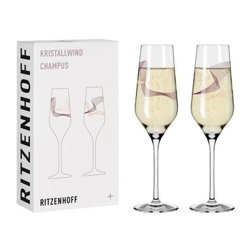 WUZ 德國 RITZENHOFF+ Crystal Wind 流光系列香檳氣泡酒對杯-春影流動 (1組2入)