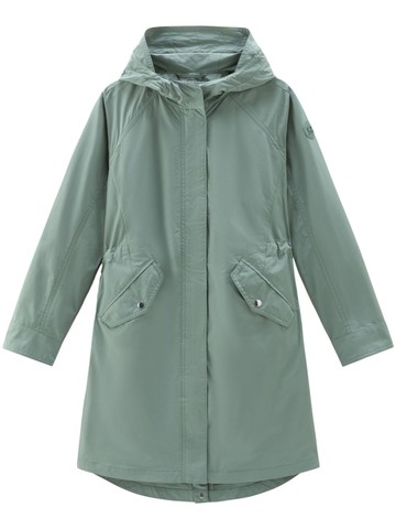 Woolrich - single-breasted hooded parka coat - women - Polyester - XL - Green