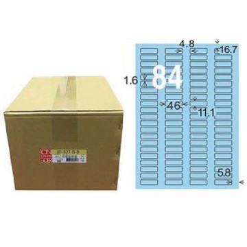 【龍德】LONGDER 三用電腦標籤 A4 84格 11.1*46mm 淺藍1000張/箱 LD-827-B-B(適用雷射、噴墨、影印)