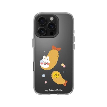 iPhone 16 Pro Clear Case（相機按鈕） 透明 - 懶散兔與啾先生 Lazy Rabbit and Mr.Chu - 炸蝦