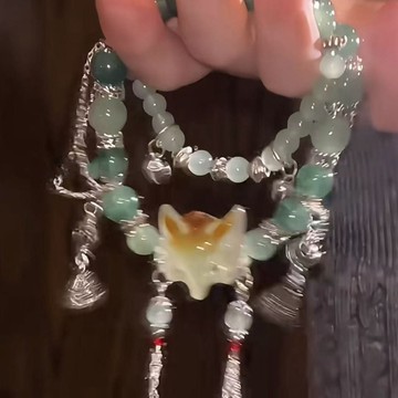 【可疊戴時尚】靈狐 新中式爆款長款雙圈手串中式美學小狐狸手鏈可疊戴東方美感