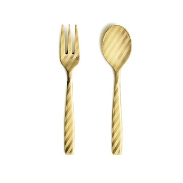 Dress 斜紋 點心餐具組 - 金