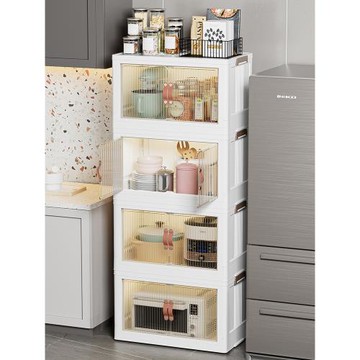 廚房收納柜客廳夾縫收納柜儲物柜子塑料窄隙可折疊多層衣服置物架