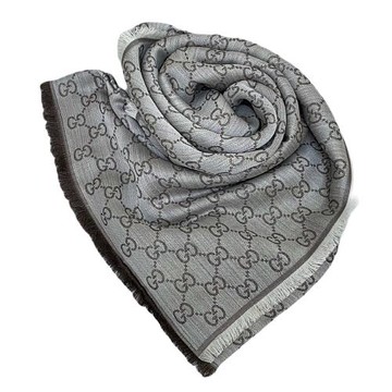 【GUCCI】GUCCI 經典雙G LOGO緹花 羊毛混絲大方巾/披肩 (140x140 cm)