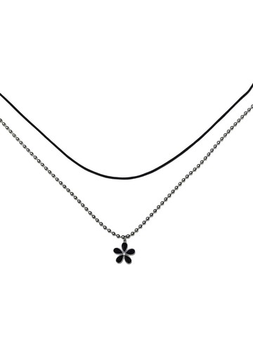 Fleur Ball Chain Necklace Set (Black)