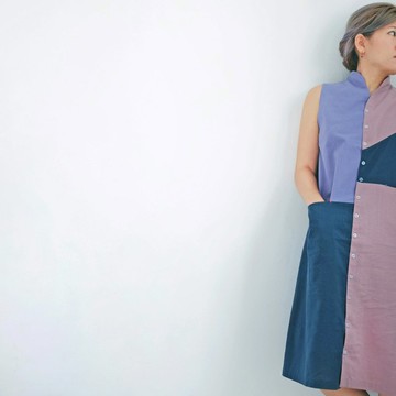 扣子控洋裝 / 珊瑚紫