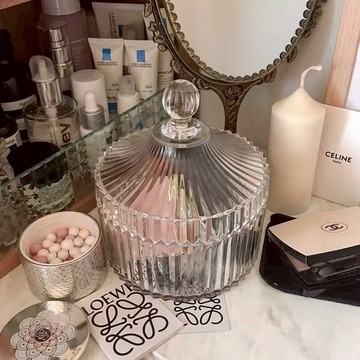 ins風精致高檔復古玻璃首飾盒桌面裝飾糖果罐子耳環儲物收納盒