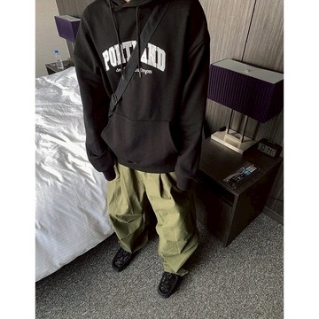 PORTLAND刺繡寬鬆落肩帽T HOLYINCODE 同款 Oversize帽T United Freak 80763