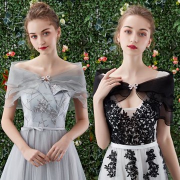 禮服小披肩蕾絲夏季伴娘肩紗薄外套坎肩百搭短款外搭配裙子罩衫女