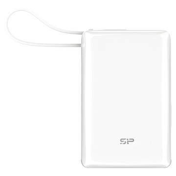 Silicon Power 廣穎電通 10000mAh自帶線數顯迷你快充行動電源  SP10KMAPBKCP101W  鏡面白