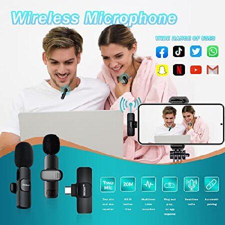 JIUOKAY Pack Wireless Lapel Microphone for Samsung Galaxy Tab Phones, iPhone Microphone for Video Recording Interview Podcast Vlog Zoom Facebook Tik